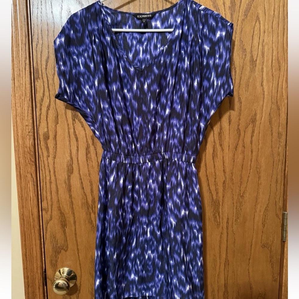 Express Women’s Blue Printed Cap Sleeve Dress- Size XS